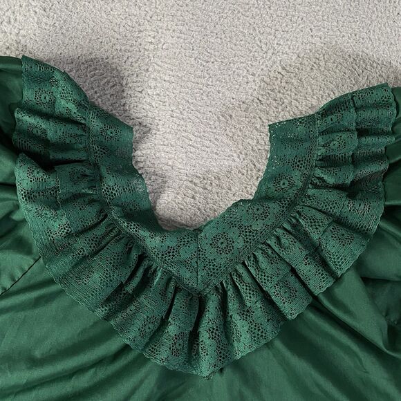 Vintage Square Up Dance Top Womens Small Green Lace Western Country Cottage USA - Picture 6 of 8